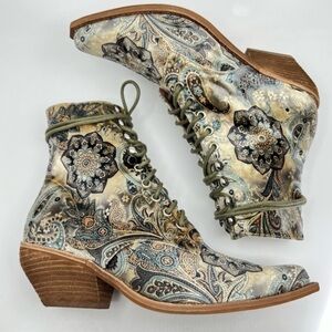 Free People x Jeffrey Campbell Paisley Velvet Ankle Boots